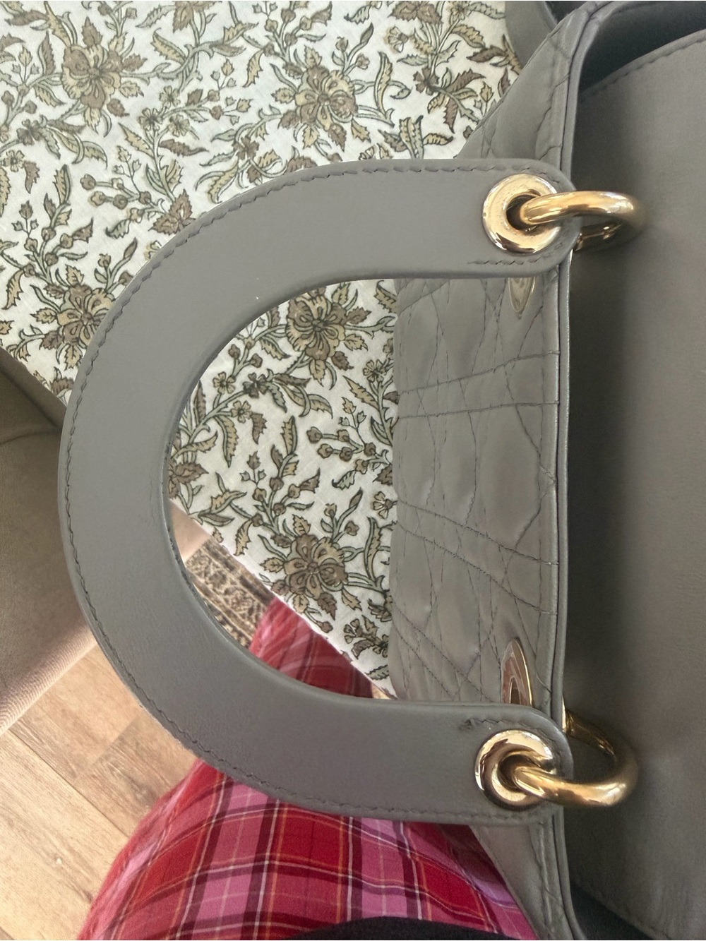 Dior small Lady Dior Tote - Taupe Gray with Gold Hardware - Picture 8 of 14